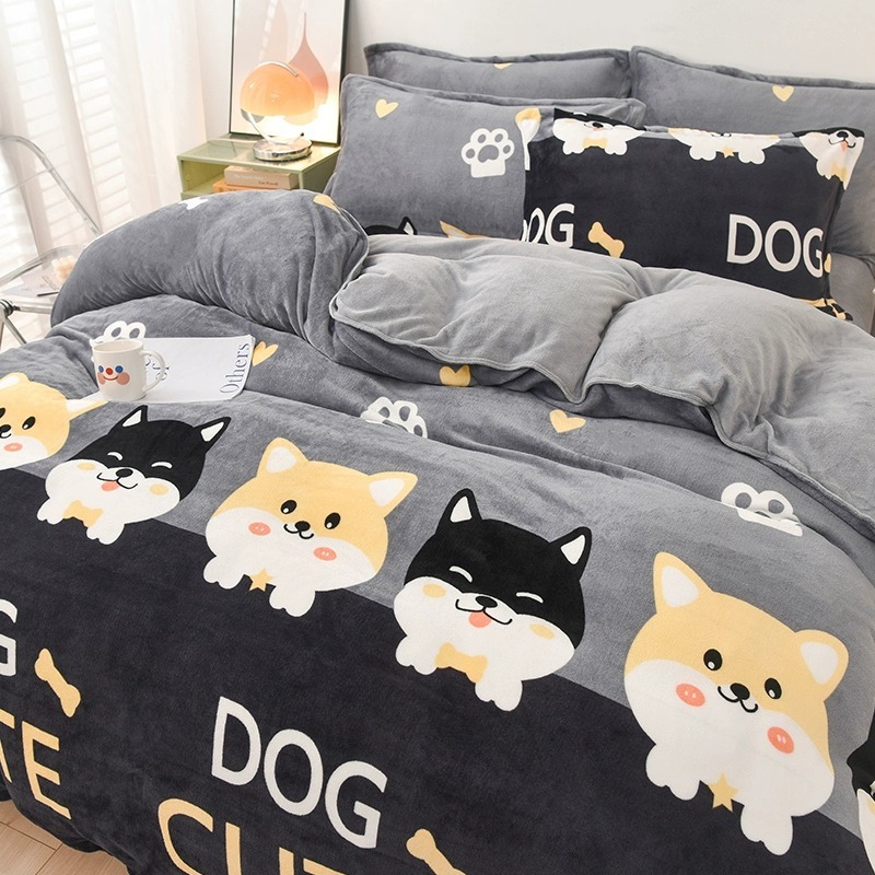 Funda de edredón de terciopelo de leche de invierno Funda de edredón de terciopelo de coral de una sola pieza más terciopelo grueso de doble cara 150 individual 180x200x230