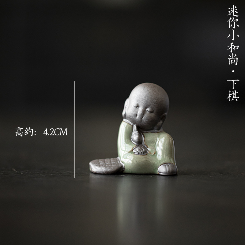 Moji Ge kilno arena púrpura pequeño monje té accesorios de cerámica zen decoración pequeña decoración del hogar