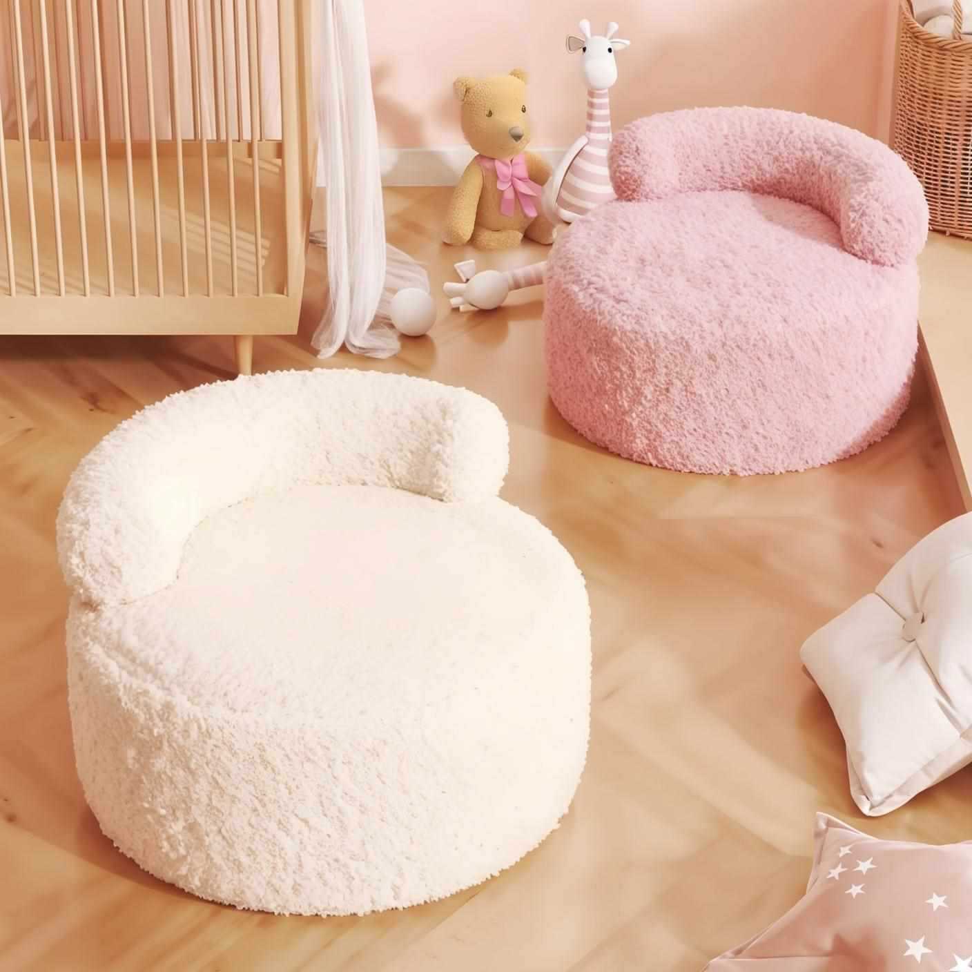 Cream-Style Small Stool for Home Use, Low Stool for Living Room, Lambswool Sofa Stool with Storage, Seating Ottoman for Entryway, Shoe-Changing Stool