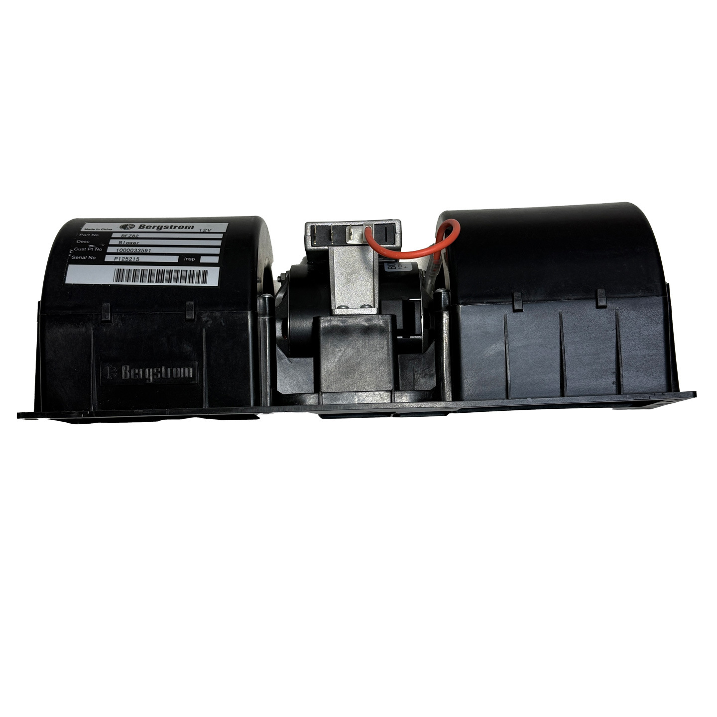 Bergstrom 12V resistor-equipped dual-wheel blower motor, model BFZ82, for air conditioning and heating systems