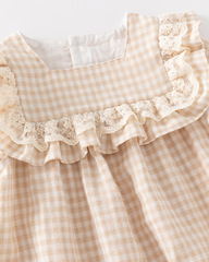 新品梭織棉女寶寶夏季爬服嬰兒連身衣滿月衣服新生兒包屁衣三角爬