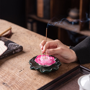 ✣ Ceramic Lotus Incense Holder Incense Holder Creative Horizontal Incense Burner Home Art Zen Sandalwood Burner Aromatherapy Burner