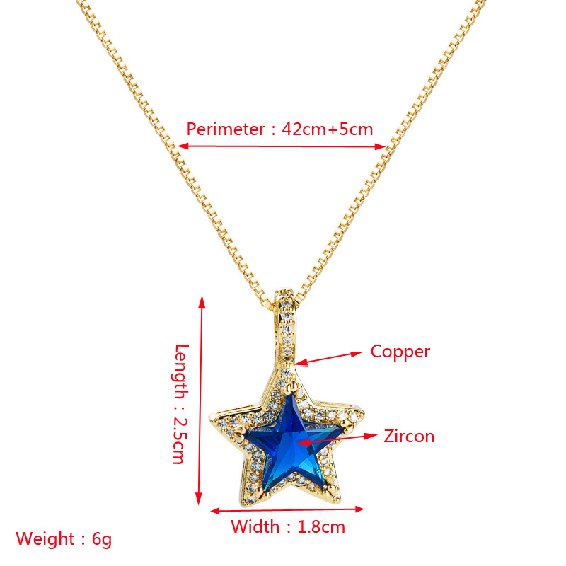 Nihaojewelry wholesale jewelry fashion multicolor star gemstone copper goldplated inlaid zircon necklacepicture1