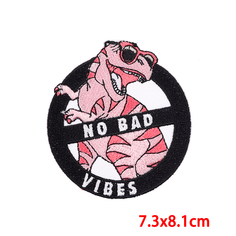 7g Weight Clothing Sticker Patches Classification 1 Piece Quantity Embroidery thread Material Dinosaur, Cat Pattern Cute, Punk Style 1 Piece Cute Punk Dinosaur Cat Embroidery Thread Clothing Sticker Patches 2