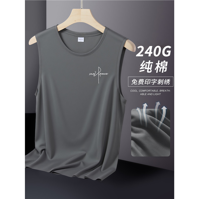 Customized Vest for Men, Summer Logo-Printed Sleeveless T-Shirt, Running Training Quick-Dry Vest, Short-Sleeve Embroidery