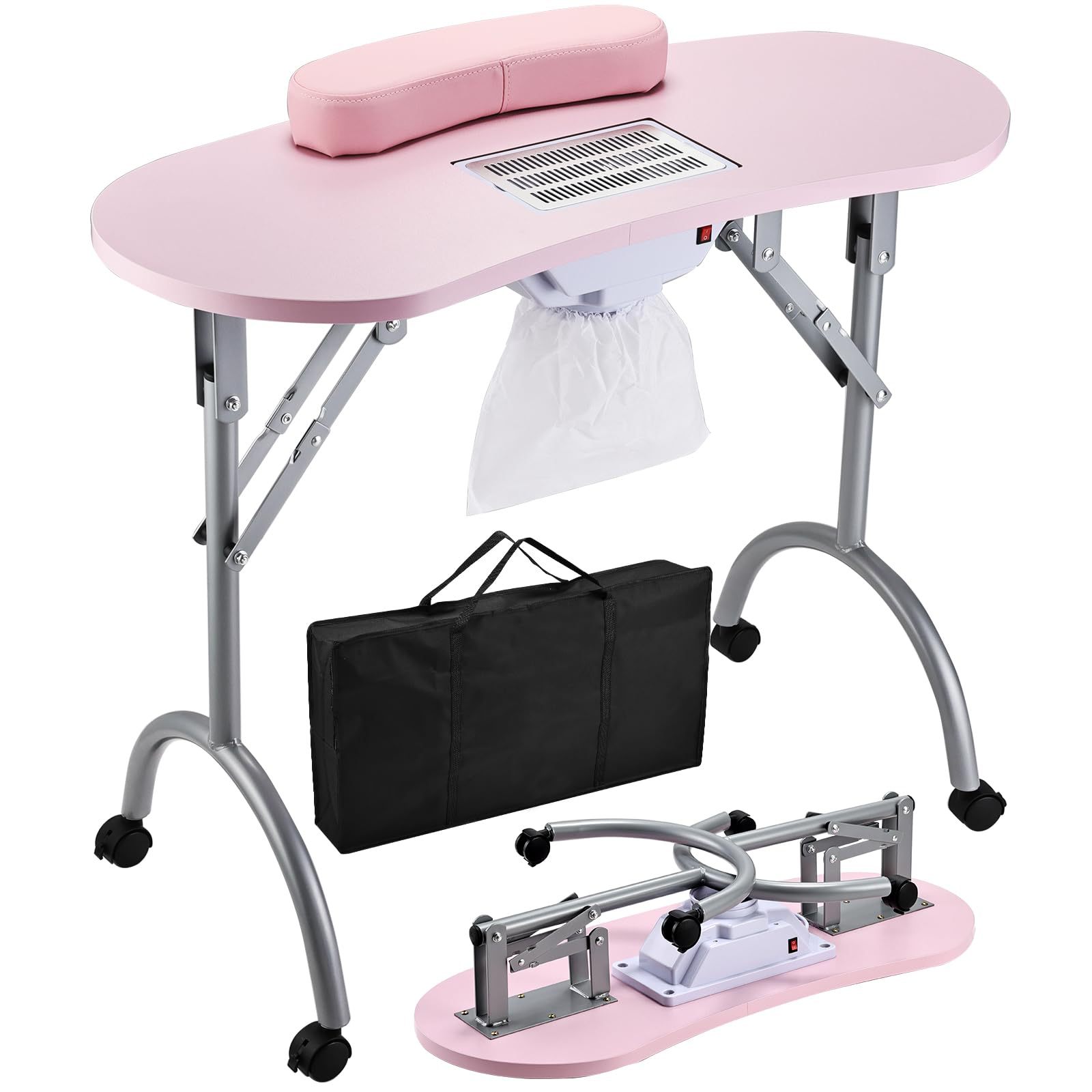 Mesa de manicuras portátil transfronteriza plegable lámpara de mesa de manicuras mesa de belleza con aspiradora mesa de manicuras fabricantes al por mayor