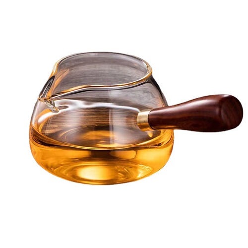 Thick-Sided Handle Public Cup Tea Server Set, Gao Peng Silicon Glass Gongfu Tea Set, High-Quality Tea Pot Ladle, Heat-Resistant Tea Infuser Set with Tea Sea Filter