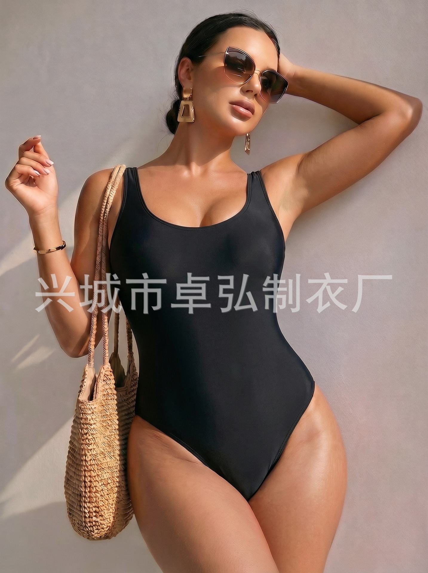 Traje de Baño Ajustado Nuevo de Moda Europea y Americana para Mujer, Traje de Baño Sexy de Una Pieza sin Espalda, Simple y Multicolor de Amazon para Mujer