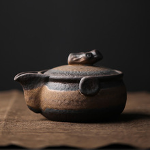 日式鎏金鐵釉手抓壺 古早燒復古粗陶蓋碗陶瓷功夫茶壺普洱泡茶碗