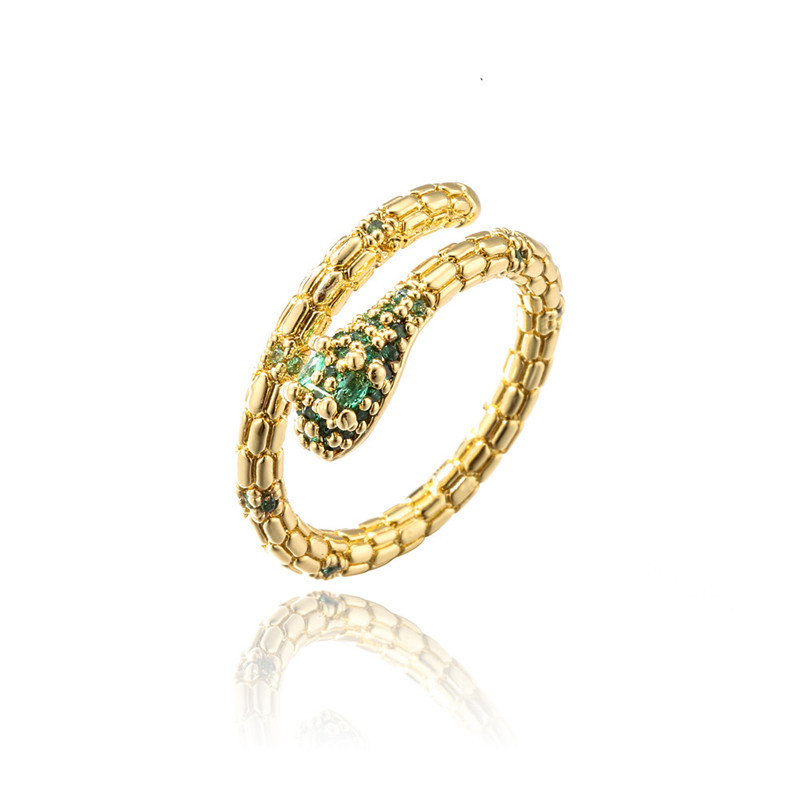 fashion red blue green eye micro-inlaid zircon snake opening ring
