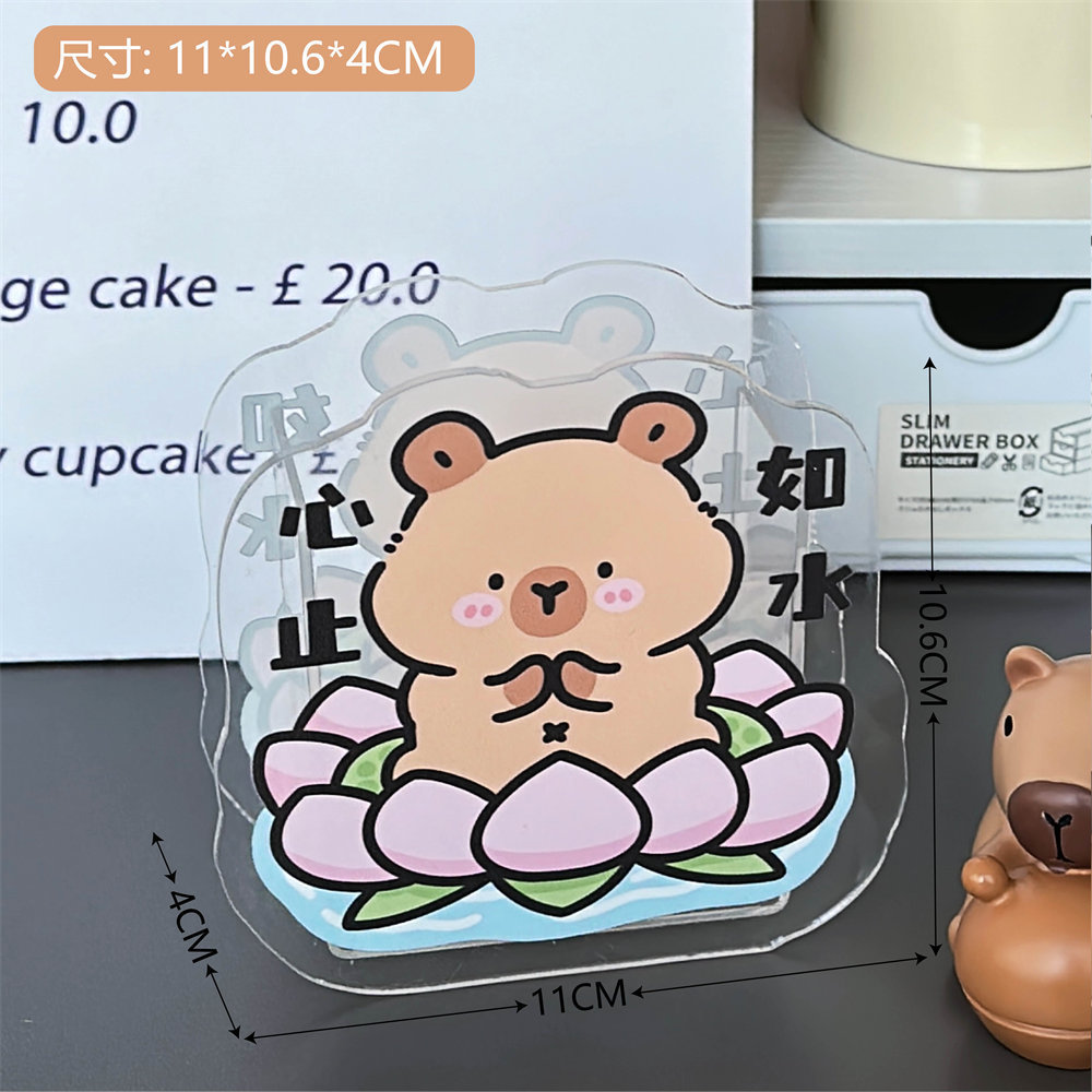 Estudiante de dibujos animados creativo de escritorio titular de la pluma suave lindo oso conejo multifuncional Oficina papelería acrílico transparente contenedor de almacenamiento