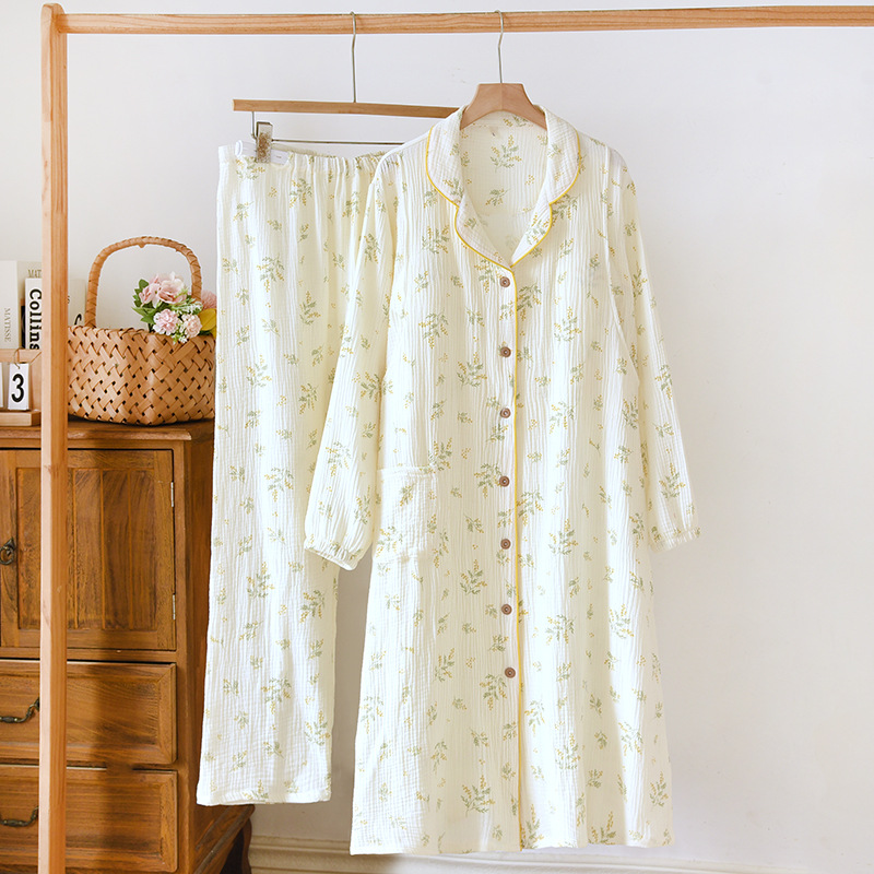 複数の胸パッド付き月子スカート春夏産後純綿クレープ哺乳産婦出産予定妊婦パジャマズボンセット