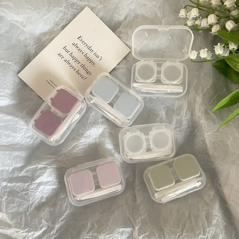 Like fish ins simple contact lens box companion box nursing beauty pupil box solid color retro press flip xy156