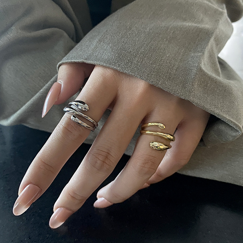 Fashion Stacking Ring Female Simple Water Drop Silver Plated Copper Open Ring Female display picture 4