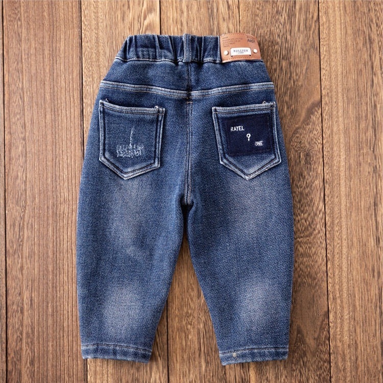 Jeans de lana para niños 2025 nuevos niños pequeños y medianos en invierno engrosado calentamiento de niños pantalones elásticos suaves image 2