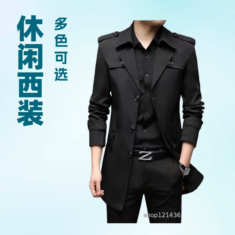 Men's Trench Coat 2024 New Spring Mid-Length Jacket Men's Business Casual Jacket Dad's Outerwear Middle-Aged Coat