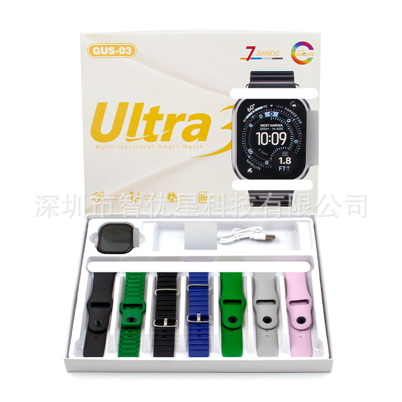 Huaqiangbei Ultra3 Smart Watch Gus-03 Cross-Border Heart Rate and Blood Pressure Measurement Unisex Sports Watch