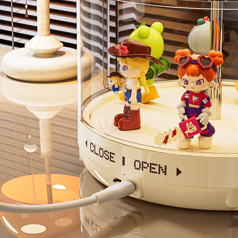 回転ブラインドボックスディスプレイボックスラブブフィギュアコレクションボックス防塵透明ビニール人形ラブブディスプレイキャビネット|undefined