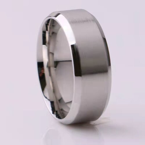 Cross-border jewelry stainless steel double bevel frosted ring men's smooth brushed titanium steel ring factory wholesale