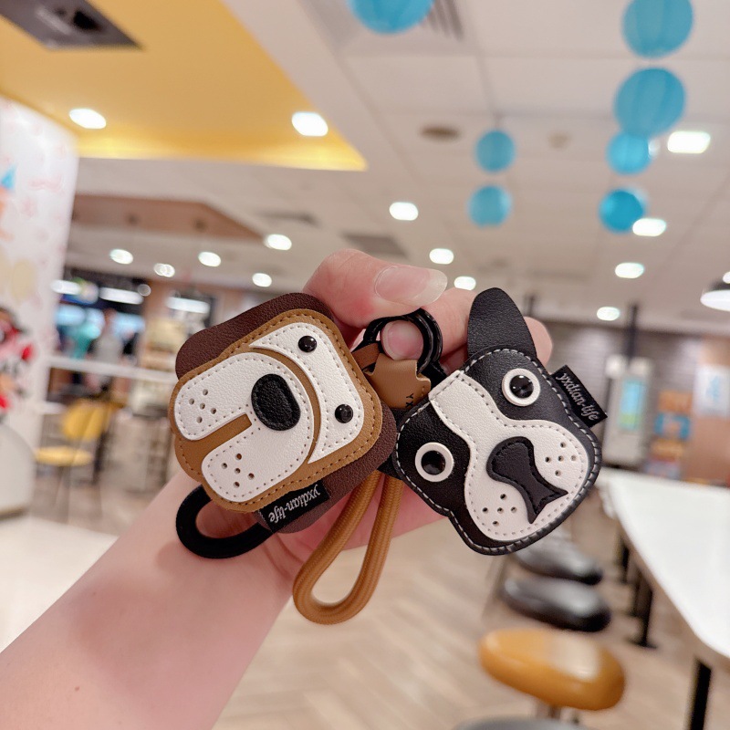 만화 가죽 불독 키 체인 작은 신선한 개 학교 가방 교수형 체인 패션 자동차 열쇠 고리 체인 도매