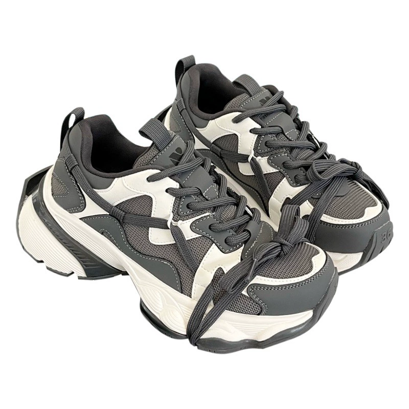 Женские туфли из натуральной европейской кожи, новинка 2024 года, европейская мода, на толстой платформе, на шнуровке, повседневные, в стиле "dad shoes", кроссовки