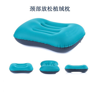 Outdoor Camping Bedding Promotional Gifts Pvc Inflatable Flocking Pillow Rectangular Travel Pillow