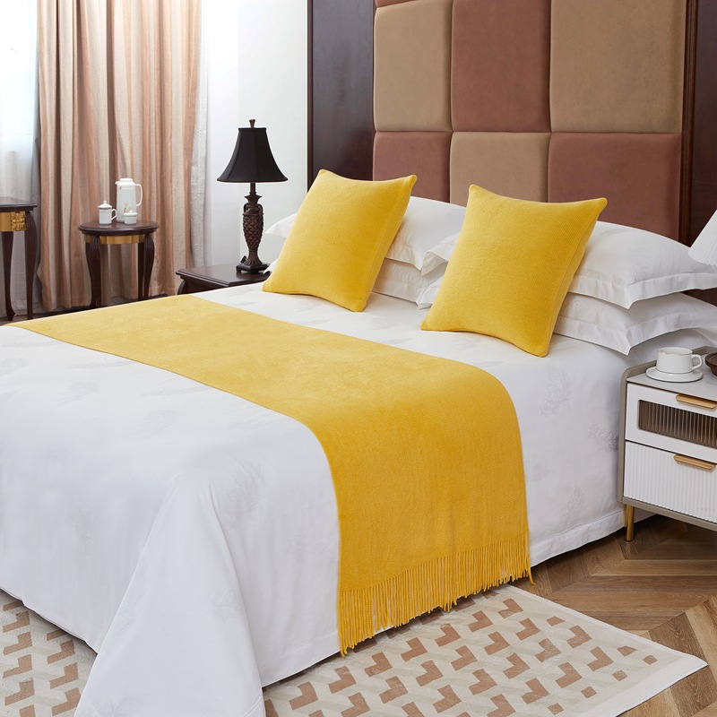 Bandera de cama toallas de cola de cama residencial hotel de lujo cubierta de cama doméstica nueva habitación modelo chino toallas de cama de color sólido