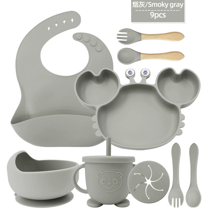 Children's silicone tableware, set, cartoon food silicone, dinner plate
