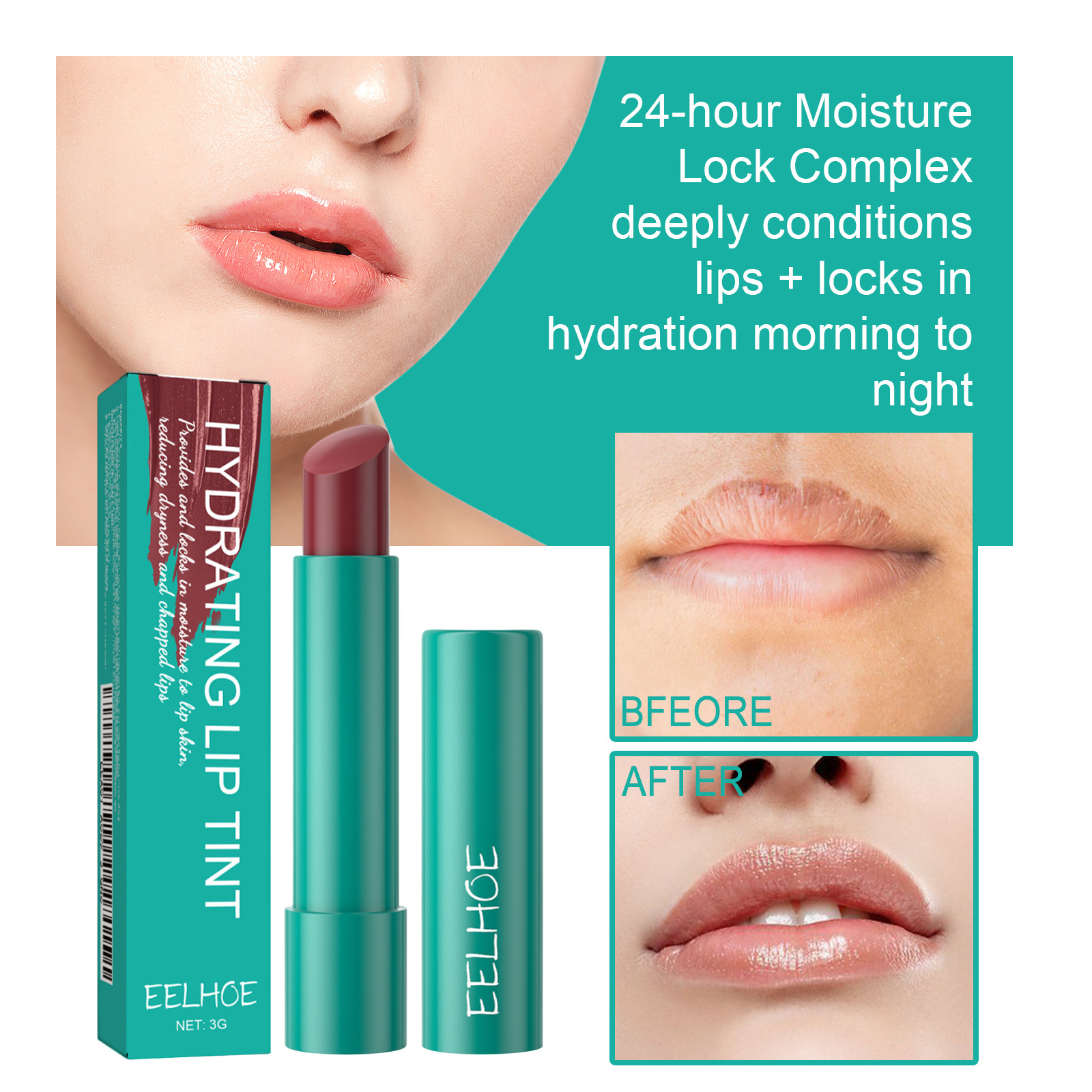 EELHOE cuidado de labios hidratante brillo de labios se desvanecen líneas de labios seco y agrietado piel muerta hidratante regordete completo Toot brillo de labios