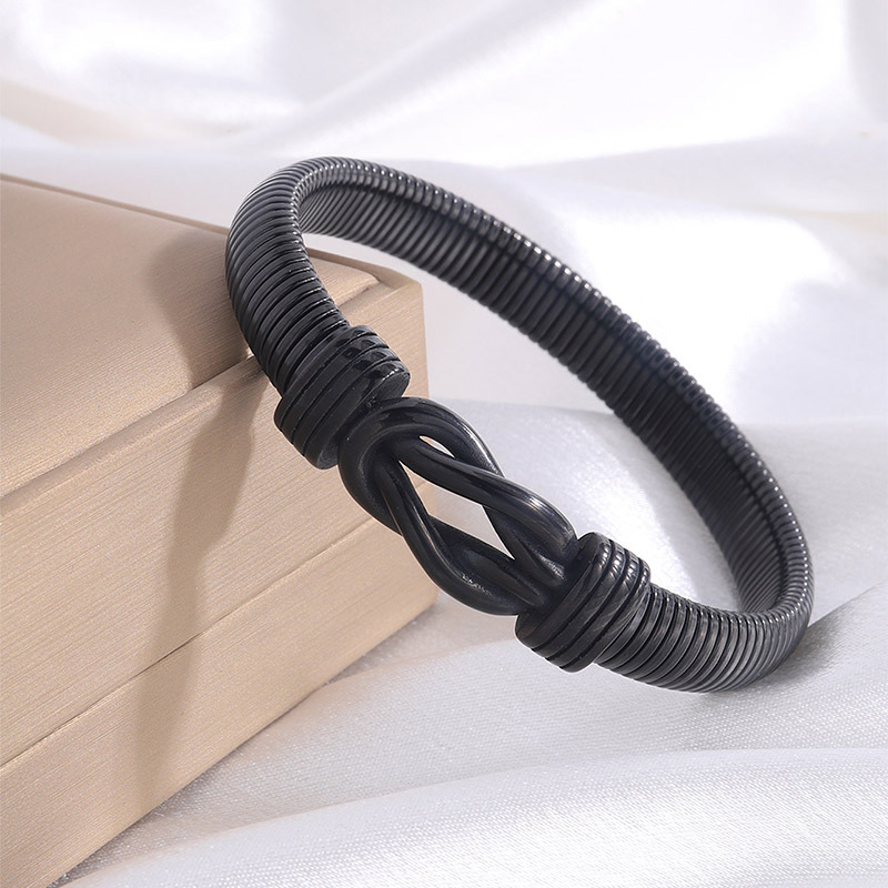 Nuevo pulsera elástica de acero inoxidable para hombres Oh cadena de garganta punk titanio pulsera de acero forjado retro 8 pulsera de botón