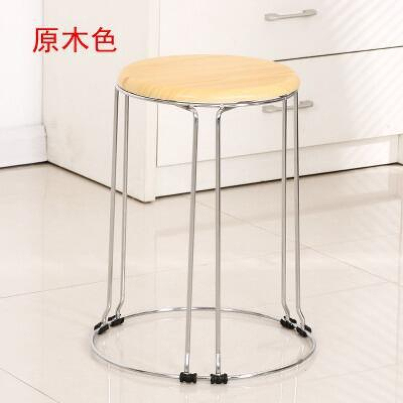 Taburetes redondos de madera sólida taburetes de acero inoxidable taburetes caseros apilables taburetes de hierro forjado dormitorio taburetes de comedor para adultos