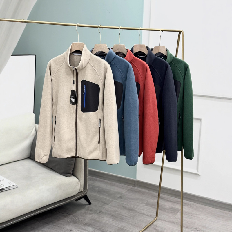 Limited Color Scheme! Hard to Find! Lightweight for Outdoor Use! Quick-Warming Fleece! Men's Stand-Up Collar Polar Fleece Jacket