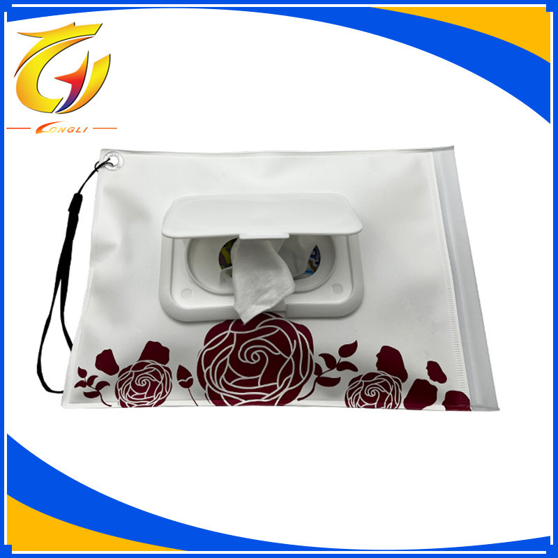 En stock suministro EVA bolsa de tejido húmedo ventana extracción tejido húmedo bolsa de embalaje con tapa necesidades diarias bolsa de embalaje