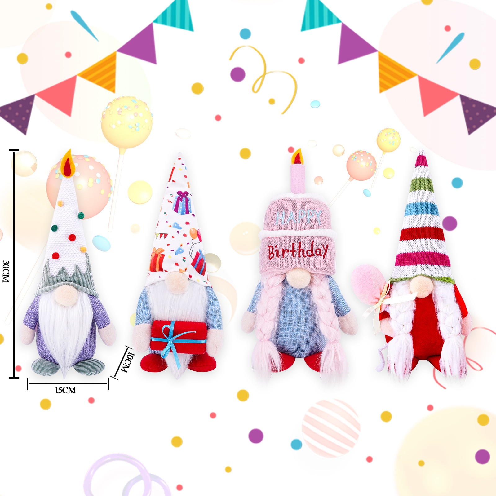 Cumpleaños enano felpa elfo decoración cumpleaños muñeca sin rostro muñeca creativa viejo Regalo De vacaciones Decoración