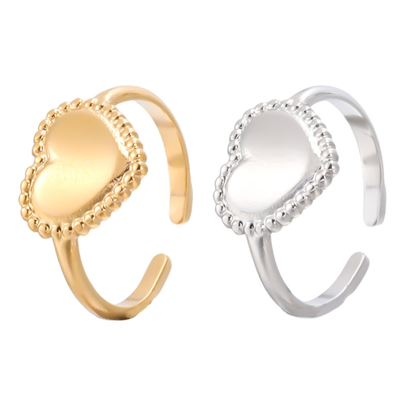 Heart Shape Pattern Wholesale Jewelry Cute Heart Shape 304 Stainless Steel 18K Gold Plated Plating Stainless Steel Rings