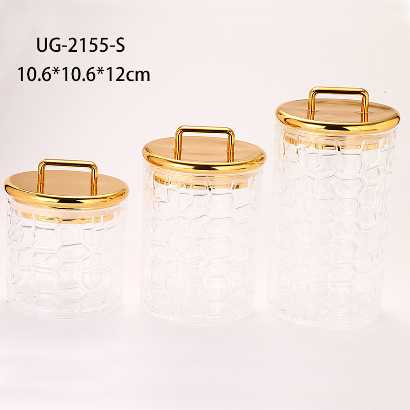 Xuyên biên giới cấp thực phẩm gia dụng acrylic vàng niêm phong bể chứa gia vị hạt nhà bếp hộp lưu trữ trong suốt