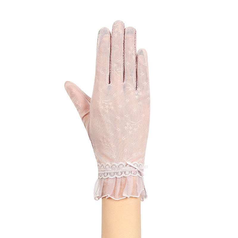 Primavera y Verano de encaje de las mujeres de dedo largo de conducción deportiva al aire libre a prueba de sol ligero transpirable fresco guantes de pantalla táctil