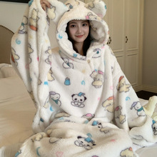 工厂直销珊瑚绒睡袍女秋冬季新款加绒加厚中长款家居服睡衣女套装