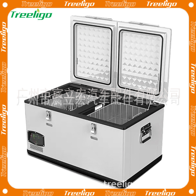 Treeligo refrigerador del coche 75/95 litros de gran capacidad 12v24v220v congelador de viaje al aire libre refrigerador del coche