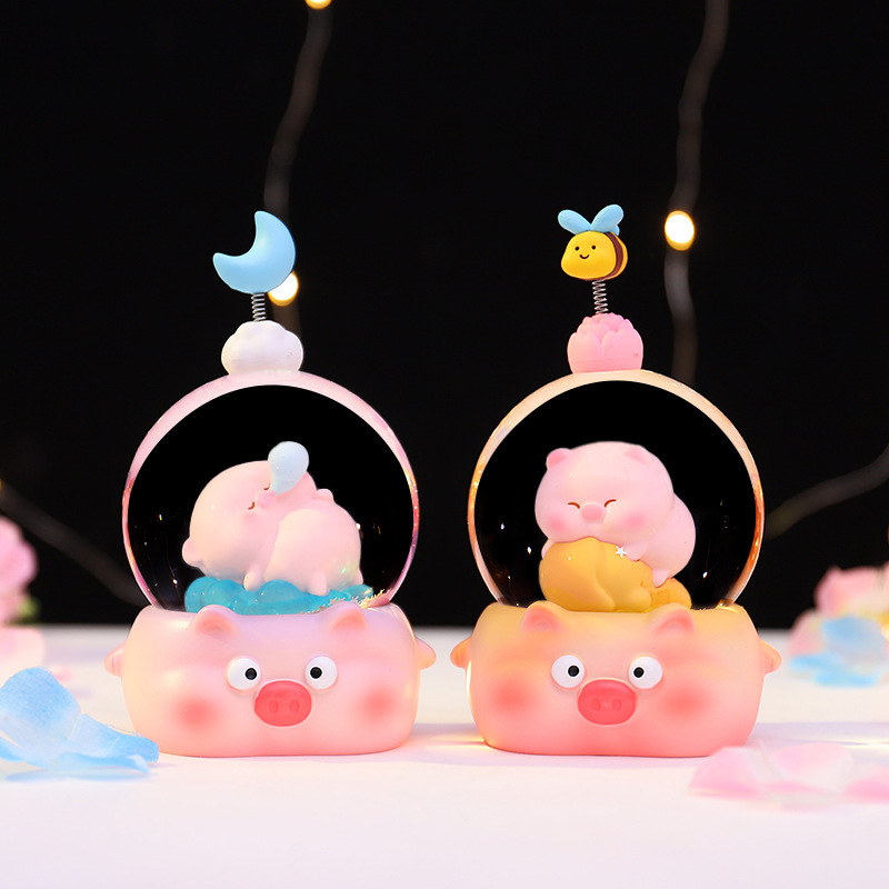 樹脂ガラス水球かわいいペット肉豚ブラインドボックスクリスタルボール発光ジュエリーデスクトップ装飾品卸売|undefined