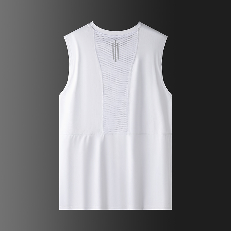 Camiseta sin mangas para hombres de verano delgada chaleco deportivo de hielo cuello redondo transpirable hombro camiseta de ejercicio para mujeres de yoga