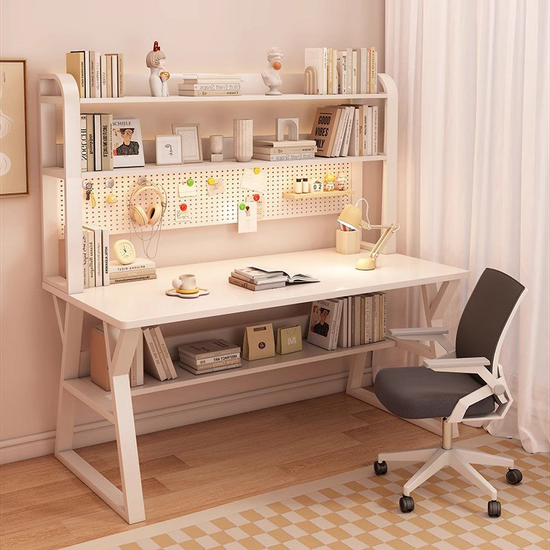 Desk and Bookshelf Integrated Table with Pegboard Computer Desk for Bedroom Home Use Student Study Desk Junior High School Student Desk and Chair Set