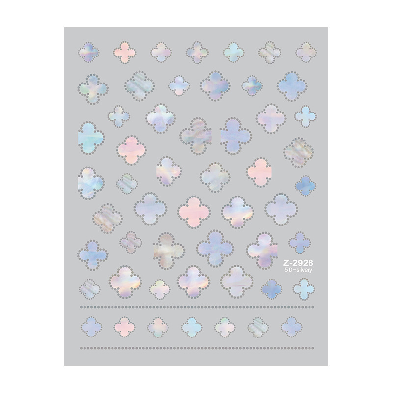 Cross-Border Hot-Selling New Ins Style 5D Embossed Nail Stickers Shell Luster Four-Leaf Clover 3D Nail Decals Z2928 Cross-Border Hot-Selling New Ins Style 5D Embossed Nail Stickers Shell Luster Four-Leaf Clover 3D Nail Decals Z2928