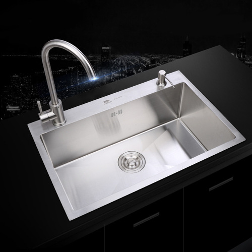 444Z wholesale 304 stainless steel 4mm thickened handmade sink package single-slot kitchen large sink basin sink table
