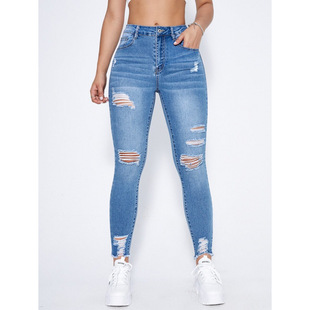 K 37983 Distressed stretch skinny jeans �����ƶ�����С�_ţ��