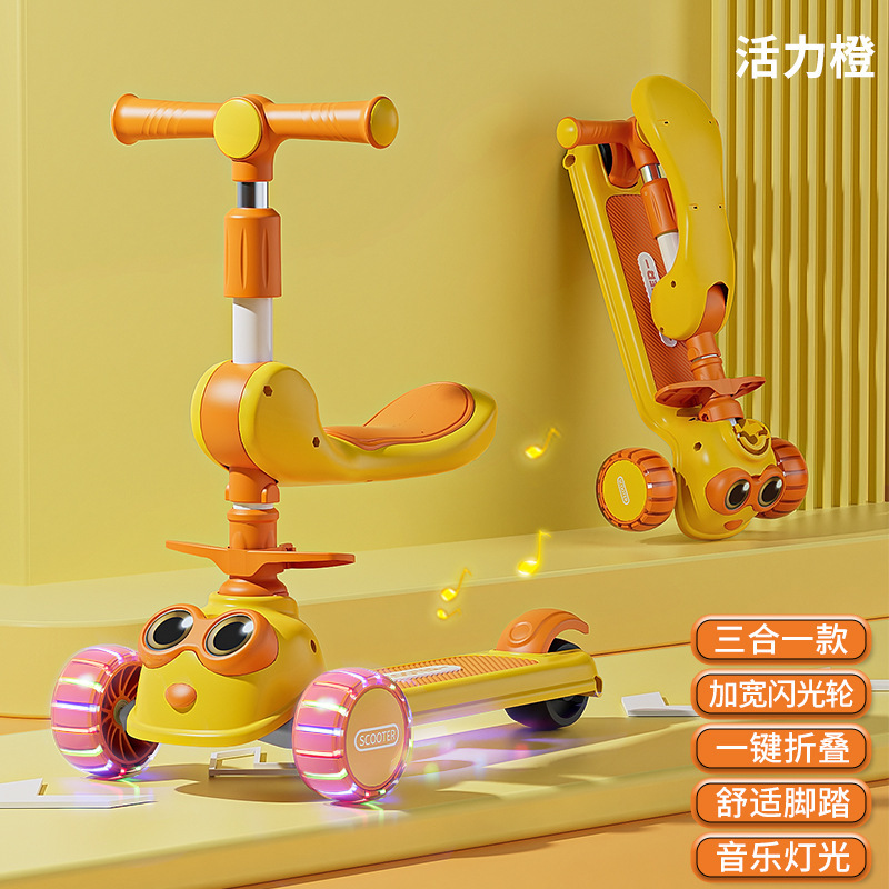 Scooter para niños 1-3-6-12 años, el bebé tres en uno puede sentarse en un niño resbaladizo, tesoro femenino, coche de princesa