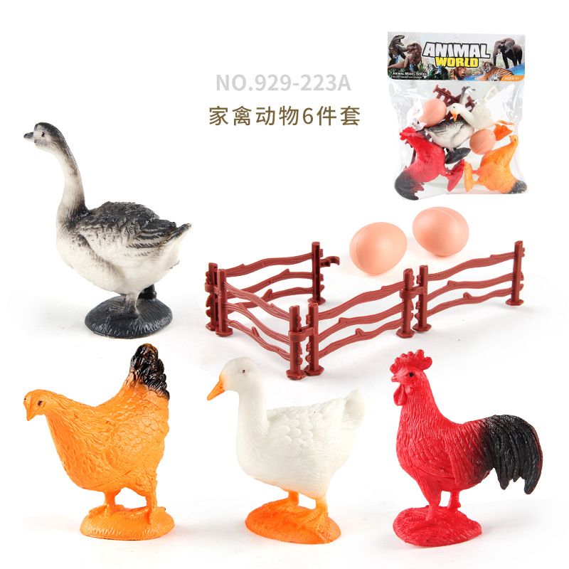 929-223A aves de corral animal 6 piezas conjunto 101,8G