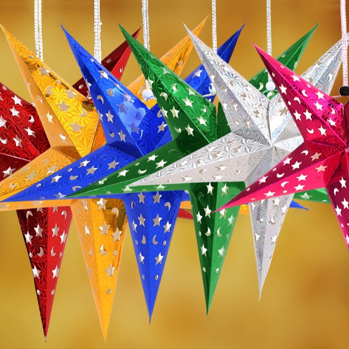 Spot National Day Mid-Autumn Festival Stereo Laser Christmas Five-Pointed Star Ceiling with Light Hanging Paper Star Scene Lampshade Spot National Day Mid-Autumn Festival Stereo Laser Christmas Five-Pointed Star Ceiling with Light Hanging Paper Star Scene Lampshade
