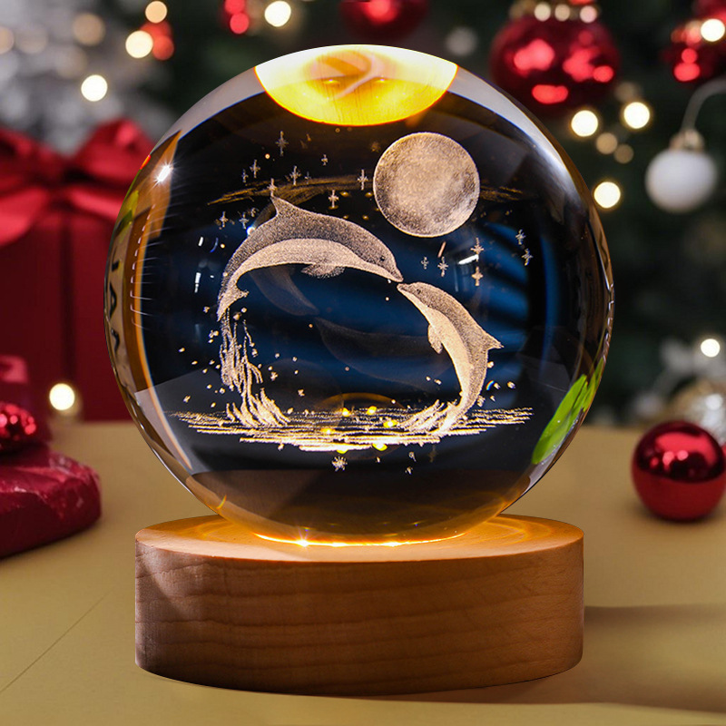 Astronauta luminosa bola de cristal lámpara de noche 3D escultura decoración de mesa para reuniones de estudiantes regalos personalizados