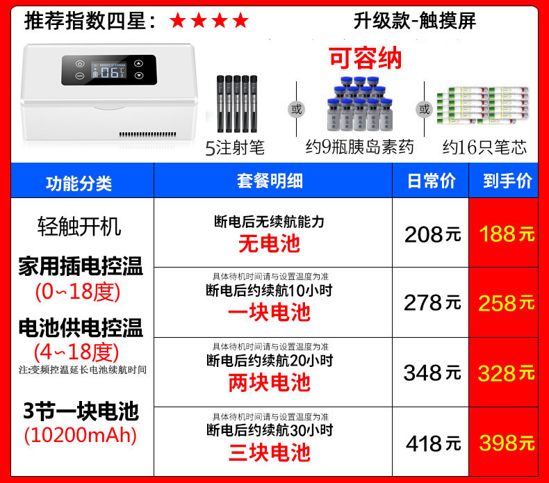 Mousse insulin refrigerated box portable rechargeable car Mini small auxin medicine mini refrigerator portable